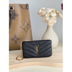 Dettagli perfetti Porta carte con cerniera YSL Saint Laurent Cassandre Matelassé Fragments Nero Oro