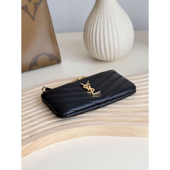 Replica di lusso Dettagli perfetti Porta carte con cerniera YSL Saint Laurent Cassandre Matelassé Fragments Nero Oro Imitazioni Cloni Dettagli perfetti Porta carte con cerniera YSL Saint Laurent Cassandre Matelassé Fragments Nero Oro firmate