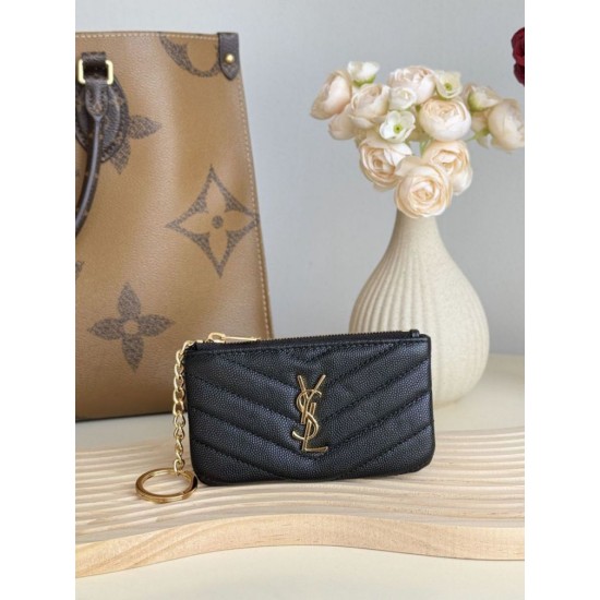 Replica di lusso Dettagli perfetti Porta carte con cerniera YSL Saint Laurent Cassandre Matelassé Fragments Nero Oro Imitazioni Cloni Dettagli perfetti Porta carte con cerniera YSL Saint Laurent Cassandre Matelassé Fragments Nero Oro firmate