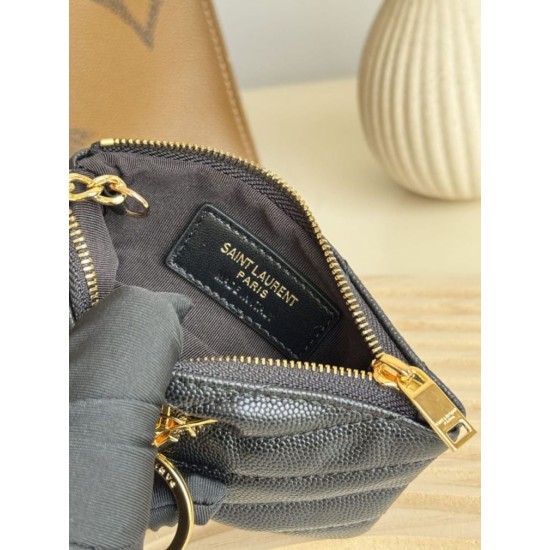 Replica di lusso Dettagli perfetti Porta carte con cerniera YSL Saint Laurent Cassandre Matelassé Fragments Nero Oro Imitazioni Cloni Dettagli perfetti Porta carte con cerniera YSL Saint Laurent Cassandre Matelassé Fragments Nero Oro firmate