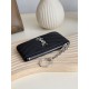 Cloni Pari replica Porta carte con cerniera YSL Saint Laurent Cassandre Matelassé Fragments Nero Argento firmate