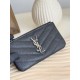 Cloni Pari replica Porta carte con cerniera YSL Saint Laurent Cassandre Matelassé Fragments Nero Argento firmate
