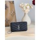 Cloni Pari replica Porta carte con cerniera YSL Saint Laurent Cassandre Matelassé Fragments Nero Argento firmate
