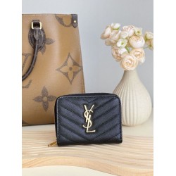 Dettagli perfetti Portafoglio compatto YSL Saint Laurent Cassandre Matelassé Nero