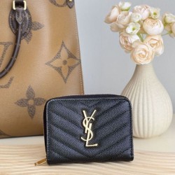 Replica Borse Dettagli perfetti Portafoglio compatto YSL Saint Laurent Cassandre Matelassé Nero firmate