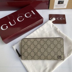 Cloni Pari replica di alta qualit&agrave; Portafoglio Gucci con cerniera interna GG 856562 Marrone firmate