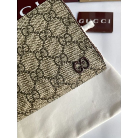 Replica di lusso Pari di alta qualità Portafoglio Gucci con cerniera interna GG 856562 Marrone Imitazioni Cloni Pari replica di alta qualità Portafoglio Gucci con cerniera interna GG 856562 Marrone firmate