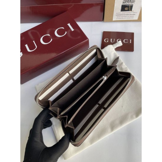 Replica di lusso Pari di alta qualità Portafoglio Gucci con cerniera interna GG 856562 Marrone Imitazioni Cloni Pari replica di alta qualità Portafoglio Gucci con cerniera interna GG 856562 Marrone firmate