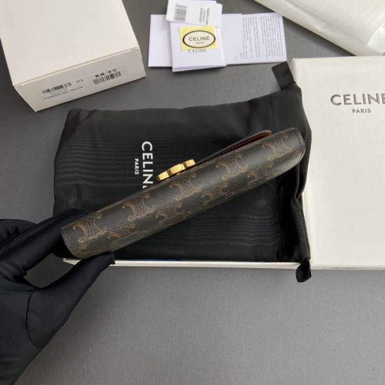 Replica di lusso Borse di alta qualità Portafoglio grande Celine in tela con chiusura a trionfo Imitazioni Replica Borse di alta qualità Portafoglio grande Celine in tela con chiusura a trionfo firmate