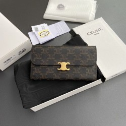 Replica Borse di alta qualit&agrave; Portafoglio grande Celine in tela con chiusura a trionfo firmate