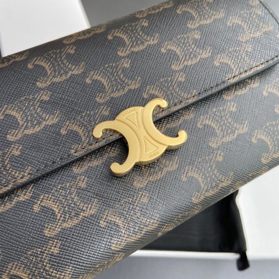 Replica di lusso Borse di alta qualità Portafoglio grande Celine in tela con chiusura a trionfo Imitazioni Replica Borse di alta qualità Portafoglio grande Celine in tela con chiusura a trionfo firmate