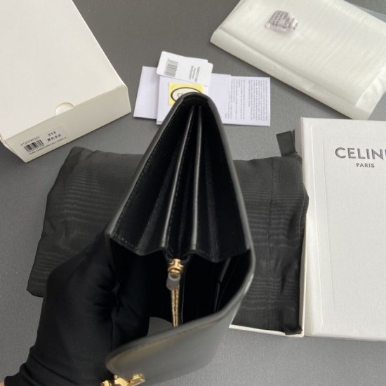 Replica Borse Portafoglio grande Celine Triomphe Nero firmate
