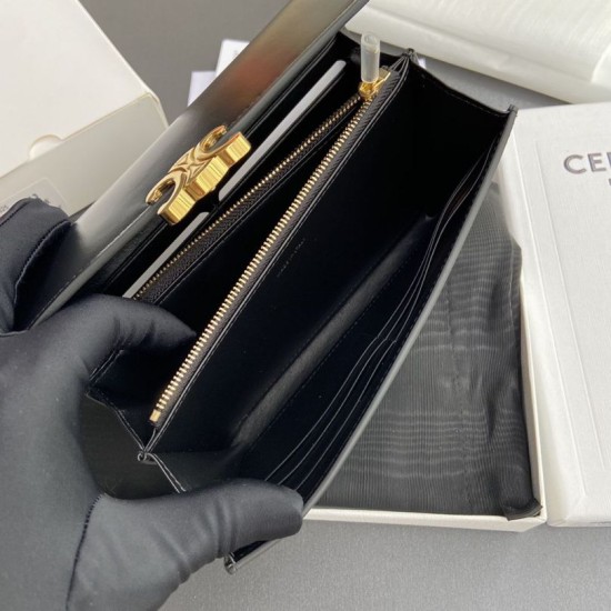 Replica Borse Portafoglio grande Celine Triomphe Nero firmate