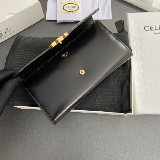 Replica Borse Portafoglio grande Celine Triomphe Nero firmate