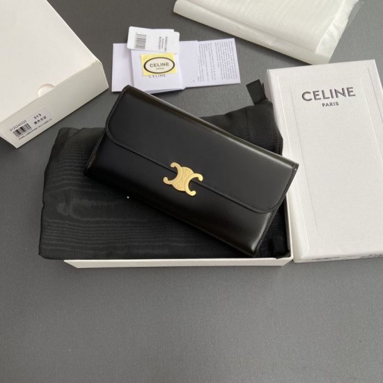 Replica Borse Portafoglio grande Celine Triomphe Nero firmate