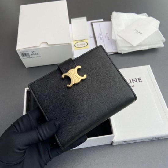 Replica di lusso Alta gamma Portafoglio Celine con tracolla media Nino Nero Imitazioni Cloni Alta gamma replica Portafoglio Celine con tracolla media Nino Nero firmate