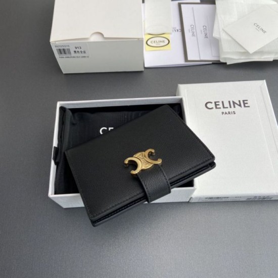 Replica di lusso Alta gamma Portafoglio Celine con tracolla media Nino Nero Imitazioni Cloni Alta gamma replica Portafoglio Celine con tracolla media Nino Nero firmate