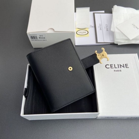 Replica di lusso Alta gamma Portafoglio Celine con tracolla media Nino Nero Imitazioni Cloni Alta gamma replica Portafoglio Celine con tracolla media Nino Nero firmate