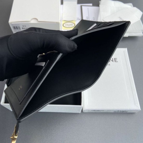 Replica di lusso Alta gamma Portafoglio Celine con tracolla media Nino Nero Imitazioni Cloni Alta gamma replica Portafoglio Celine con tracolla media Nino Nero firmate