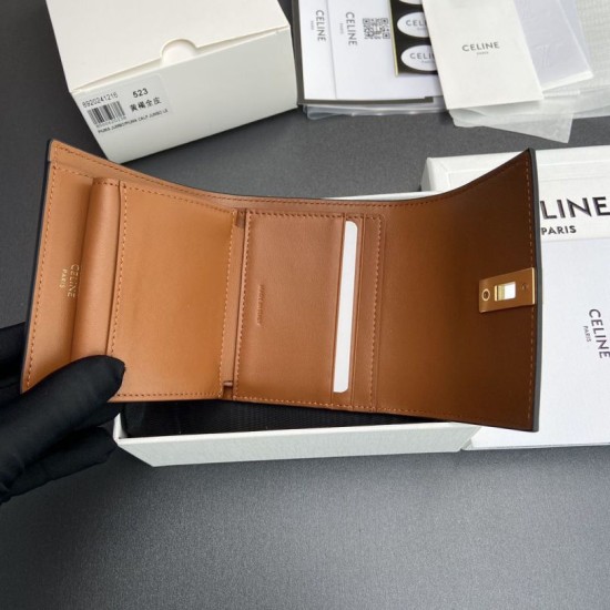 Replica di lusso Portafoglio piccolo a tre ante CELINE 16 in pelle di vitello satinata Marrone Imitazioni Cloni Portafoglio piccolo a tre ante CELINE 16 in pelle di vitello satinata Marrone firmate