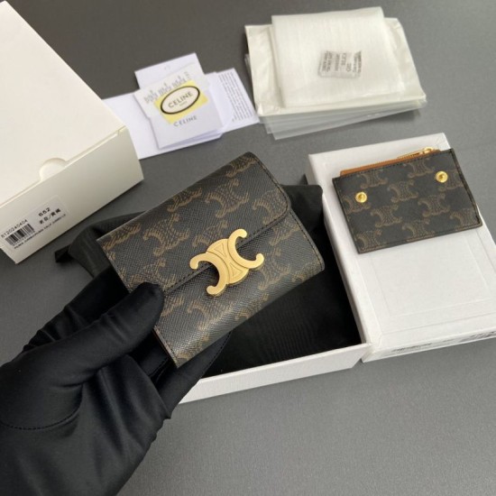 Replica di lusso Portafoglio compatto Celine con Coin Triomphe Imitazioni Cloni Portafoglio compatto Celine con Coin Triomphe firmate