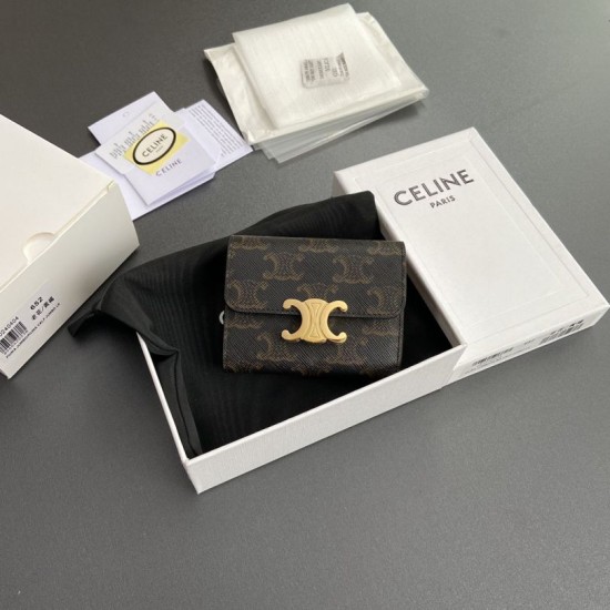 Replica di lusso Portafoglio compatto Celine con Coin Triomphe Imitazioni Cloni Portafoglio compatto Celine con Coin Triomphe firmate