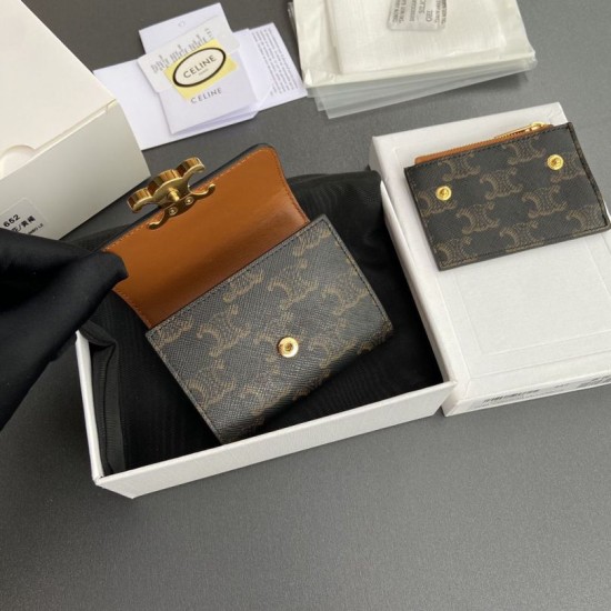 Replica di lusso Portafoglio compatto Celine con Coin Triomphe Imitazioni Cloni Portafoglio compatto Celine con Coin Triomphe firmate