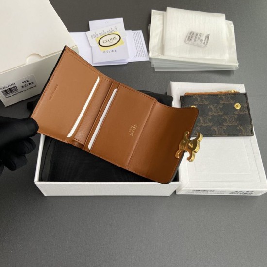 Replica di lusso Portafoglio compatto Celine con Coin Triomphe Imitazioni Cloni Portafoglio compatto Celine con Coin Triomphe firmate