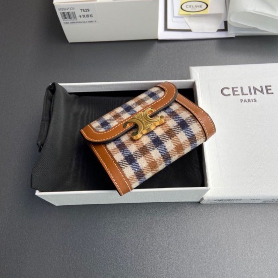 Replica di lusso Portafoglio piccolo Celine con patta pelle di vitello con motivo Triomphe Imitazioni Cloni Portafoglio piccolo Celine con patta pelle di vitello con motivo Triomphe firmate