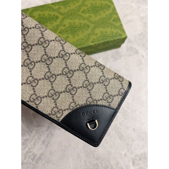 Replica di lusso Borse Portafoglio continentale Gucci con emblema GG 821802 Nero Imitazioni Replica Borse Portafoglio continentale Gucci con emblema GG 821802 Nero firmate