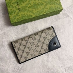 Replica Borse Portafoglio continentale Gucci con emblema GG 821802 Nero firmate