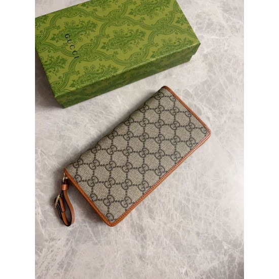 Replica di lusso Dettagli perfetti Portafoglio Gucci GG Supreme con cerniera 821803 Marrone Imitazioni Cloni Dettagli perfetti Portafoglio Gucci GG Supreme con cerniera 821803 Marrone firmate