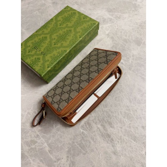 Replica di lusso Dettagli perfetti Portafoglio Gucci GG Supreme con cerniera 821803 Marrone Imitazioni Cloni Dettagli perfetti Portafoglio Gucci GG Supreme con cerniera 821803 Marrone firmate