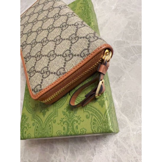 Replica di lusso Dettagli perfetti Portafoglio Gucci GG Supreme con cerniera 821803 Marrone Imitazioni Cloni Dettagli perfetti Portafoglio Gucci GG Supreme con cerniera 821803 Marrone firmate