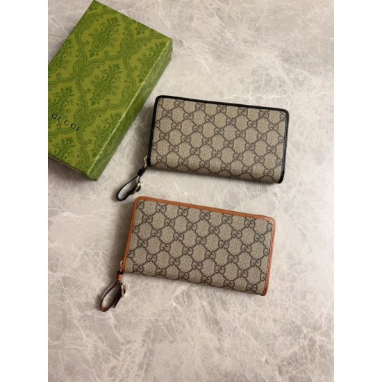 Replica di lusso Dettagli perfetti Portafoglio Gucci GG Supreme con cerniera 821803 Marrone Imitazioni Cloni Dettagli perfetti Portafoglio Gucci GG Supreme con cerniera 821803 Marrone firmate