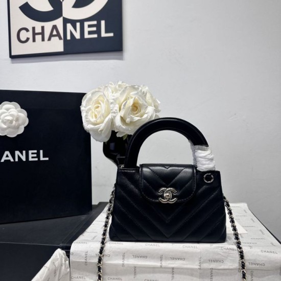 Cloni Borsa shopping Chanel AS4416 Kelly Nano pelle di vitello nera firmate
