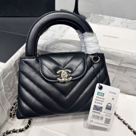 Cloni Borsa shopping Chanel AS4416 Kelly Nano pelle di vitello nera firmate
