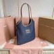 Replica di lusso Borsa a tracolla Miu Miu Ivy denim con finiture pelle 5BG231 Blu Imitazioni Cloni Borsa a tracolla Miu Miu Ivy denim con finiture pelle 5BG231 Blu firmate