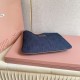 Replica di lusso Borsa a tracolla Miu Miu Ivy denim con finiture pelle 5BG231 Blu Imitazioni Cloni Borsa a tracolla Miu Miu Ivy denim con finiture pelle 5BG231 Blu firmate