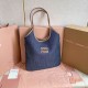 Replica di lusso Borsa a tracolla Miu Miu Ivy denim con finiture pelle 5BG231 Blu Imitazioni Cloni Borsa a tracolla Miu Miu Ivy denim con finiture pelle 5BG231 Blu firmate
