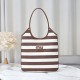 Cloni Borsa a tracolla Miu Miu Ivy tela a righe e pelle 5BG231 caffè chiaro firmate