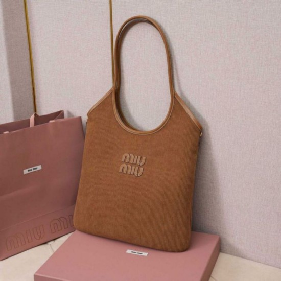 Replica di lusso Borsa a tracolla/hobo Miu Miu Ivy velluto a coste 5BG231 Marrone Imitazioni Cloni Borsa a tracolla/hobo Miu Miu Ivy velluto a coste 5BG231 Marrone firmate