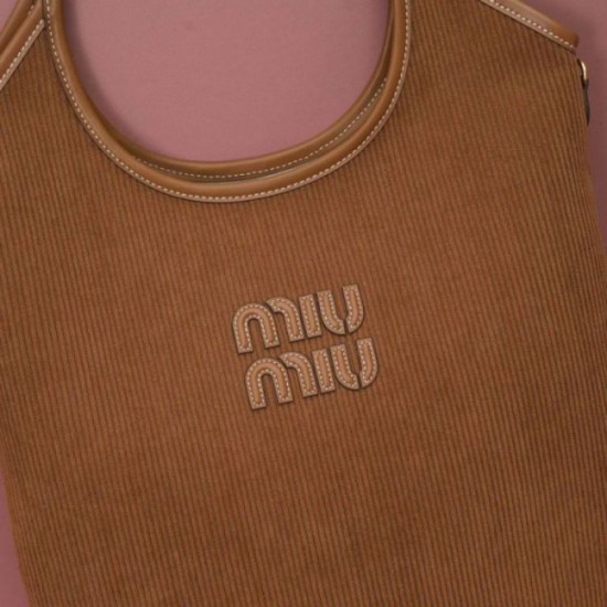 Replica di lusso Borsa a tracolla/hobo Miu Miu Ivy velluto a coste 5BG231 Marrone Imitazioni Cloni Borsa a tracolla/hobo Miu Miu Ivy velluto a coste 5BG231 Marrone firmate