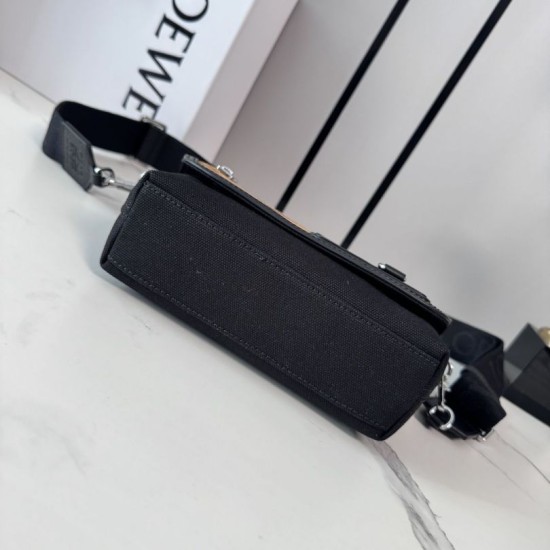 Cloni Bora Pari replica a tracolla LOEWE Mini Flex tela e pelle scamosciata marrone/nera firmate