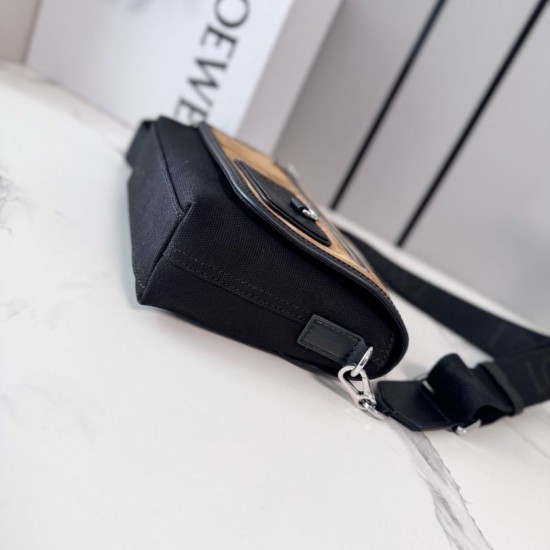 Cloni Bora Pari replica a tracolla LOEWE Mini Flex tela e pelle scamosciata marrone/nera firmate
