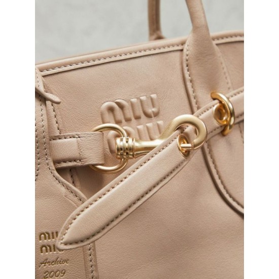 Replica di lusso Borse tote pelle Miu Miu Adventure 5BA292 Bianco Crema Imitazioni Cloni Borse tote pelle Miu Miu Adventure 5BA292 Bianco Crema firmate