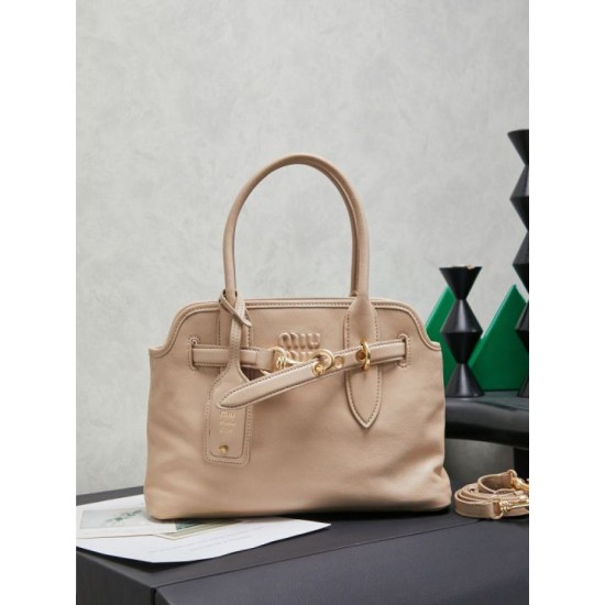 Replica di lusso Borse tote pelle Miu Miu Adventure 5BA292 Bianco Crema Imitazioni Cloni Borse tote pelle Miu Miu Adventure 5BA292 Bianco Crema firmate