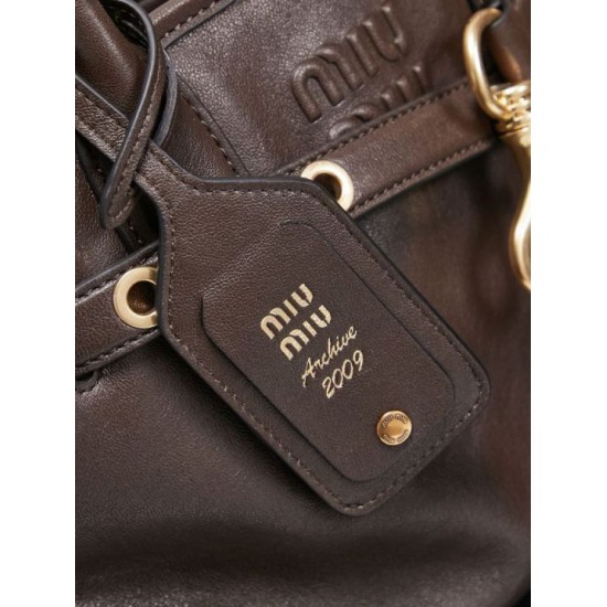 Cloni Borse tote pelle Miu Miu Adventure 5BA292 Caffè firmate