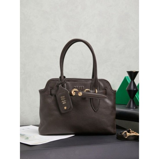 Cloni Borse tote pelle Miu Miu Adventure 5BA292 Caffè firmate