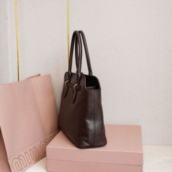 Replica di lusso Borsa tote Miu Miu Adventure nappa marrone Imitazioni Cloni Borsa tote Miu Miu Adventure nappa marrone firmate